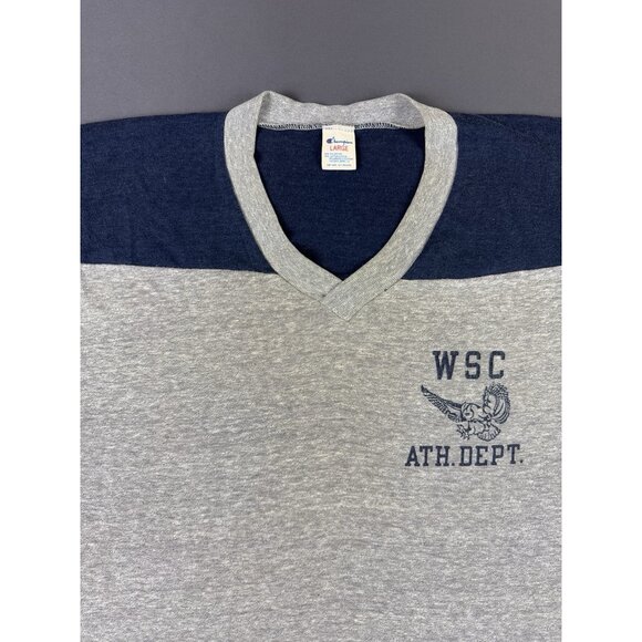 Rare Vintage 80s 90s Champion Sportswear WSC Athletic Department V Neck Shirt T - Picture 3 of 10